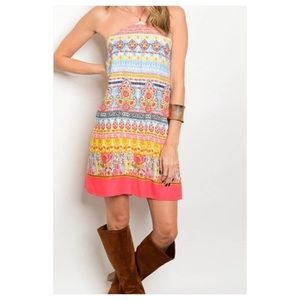 Coral Tribal Halter Dress